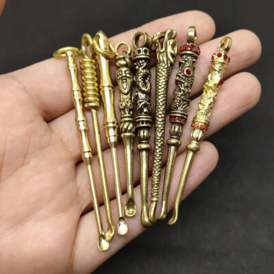 Mini Spoon Charms Retro Brass Shovel Spoon Crevice cleaning tool Pendant Key