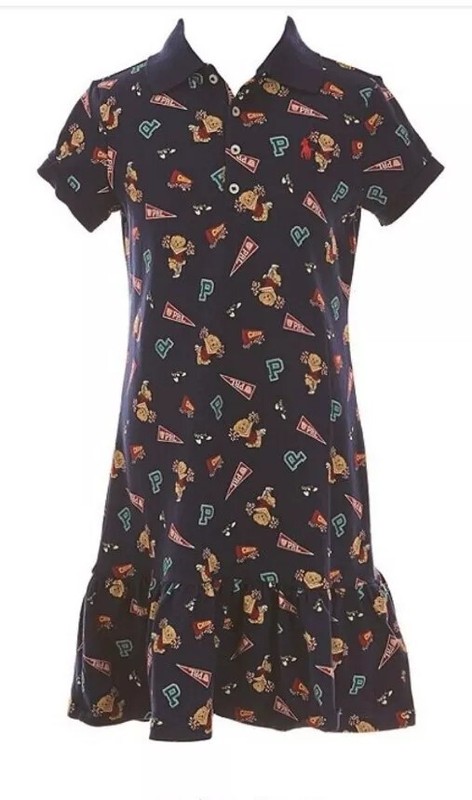 Polo Ralph Lauren Polo BEAR Dress BIG KIDS L 12-14 G CHEERLEADER BEAR MESH NWT