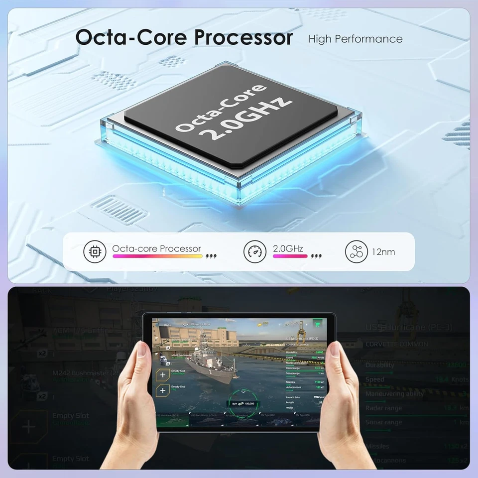 Tablet 10" 4G Lte E 5G Wifi, Android 14.0 Octa-Core 2.0Ghz 36GB RAM Tastiera ecc - Immagine 4 di 4