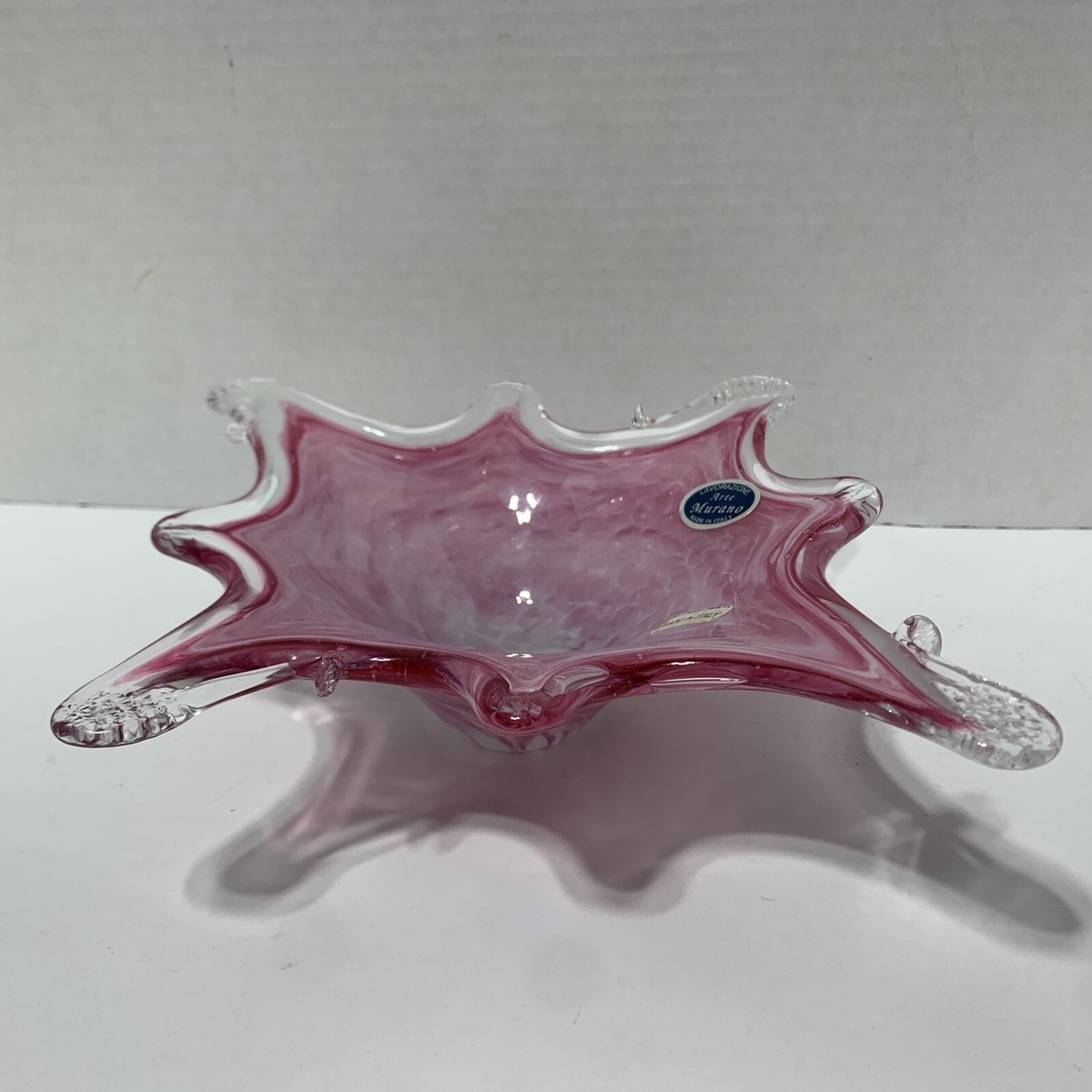 Lavorazione Arte Murano Italy Pink Art Glass Diamond Shape