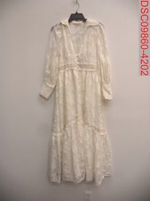 Stain, Asos Design Women Cream Button Through Midi Shirt Dress w/Lace Inserts, 6