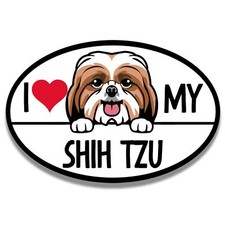 Magnet Me Up I Love My Shih Tzu Dog Breed Magnet Car Decals, 4x6 Inches Oval