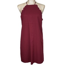 Lulu's Endlessly Endearing Wine Red Dress Women's Size Small Cocktail Scalloped