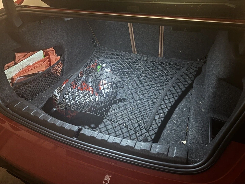 Red de carga de malla organizadora estilo piso maletero trasero para BMW Serie 3 2001-2024 Foto 2 de 4