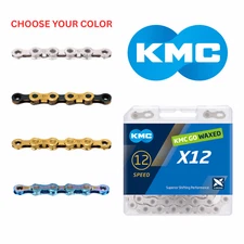 KMC X12 12-Speed Waxed Chain 126L - Silver/Gold-Black/Gold/Aurora