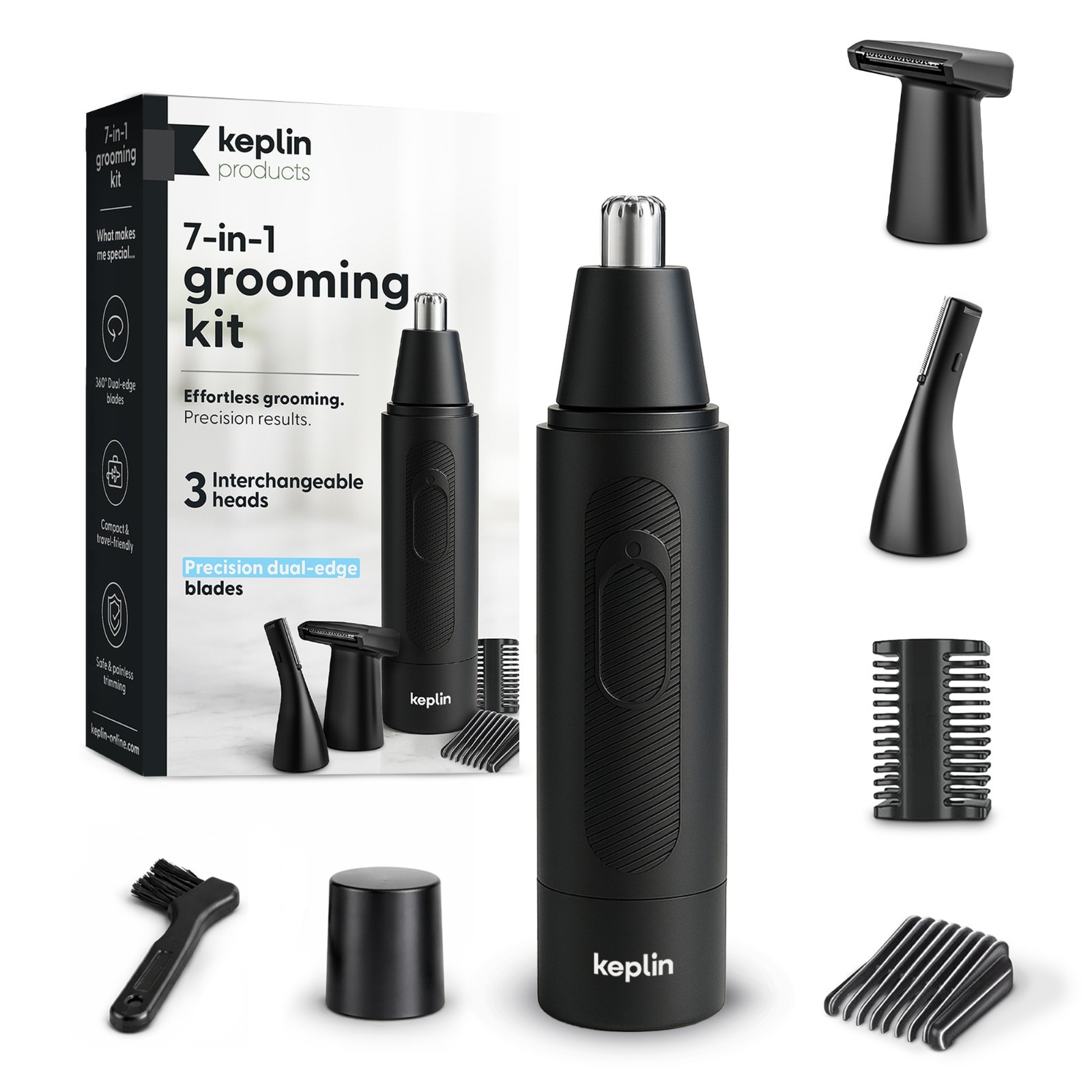 Keplin Grooming Kit 7-in-1 Multi-Purpose Precision Trimmer for Men & Women Black