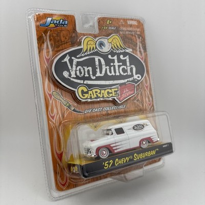 NEW Jada Toys Von Dutch Garage White w/ Scallops '57 Chevy Suburban (Panel)