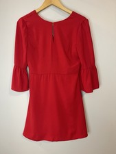 JOA Womens Bell Sleeve Retro Mini Dress Boat Neck Keyhole Back Zip Size Small