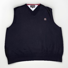 VTG Tommy Hilfiger Golf Mens Cable Knit Sleeveless Pullover Sweater Vest Navy XL