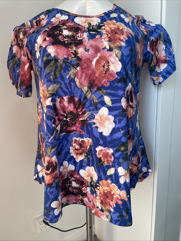 New Woman's LuLaRoe Blue Burgundy Floral MORGAN Shirt Top Size 3XL