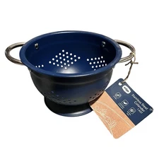 11” Navy Blue Colander Stainless Steel Handles NEW