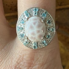 Natrolite Blue Apatite Sterling Silver Cocktail Ring Size 9