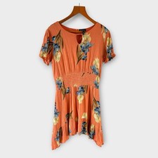 Solo Floral Mini Dress 14 12 Peach Multi Tropical Summer Tropical Holiday Boho