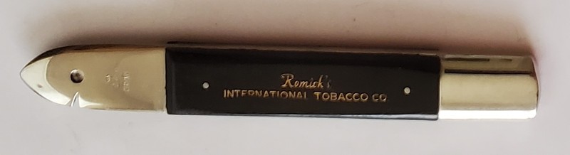 FANCY ROMICK'S INTERNATIONAL TOBACCO CO. CBO CIGAR BOX OPENER OLD BAR BLADE TOOL