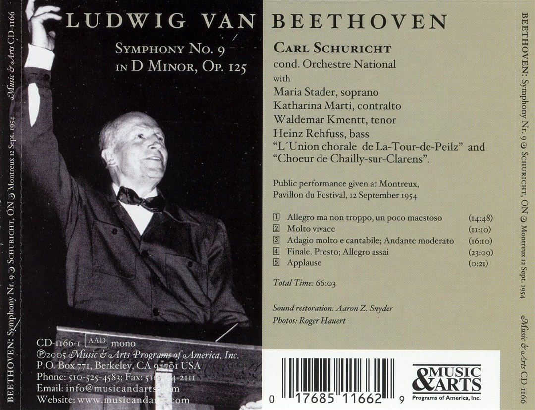 Carl Schuricht Beethoven: Symphony No. 9 New Cd
