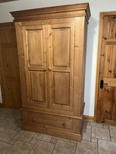 Pine Double Wardrobe with Single Drawer