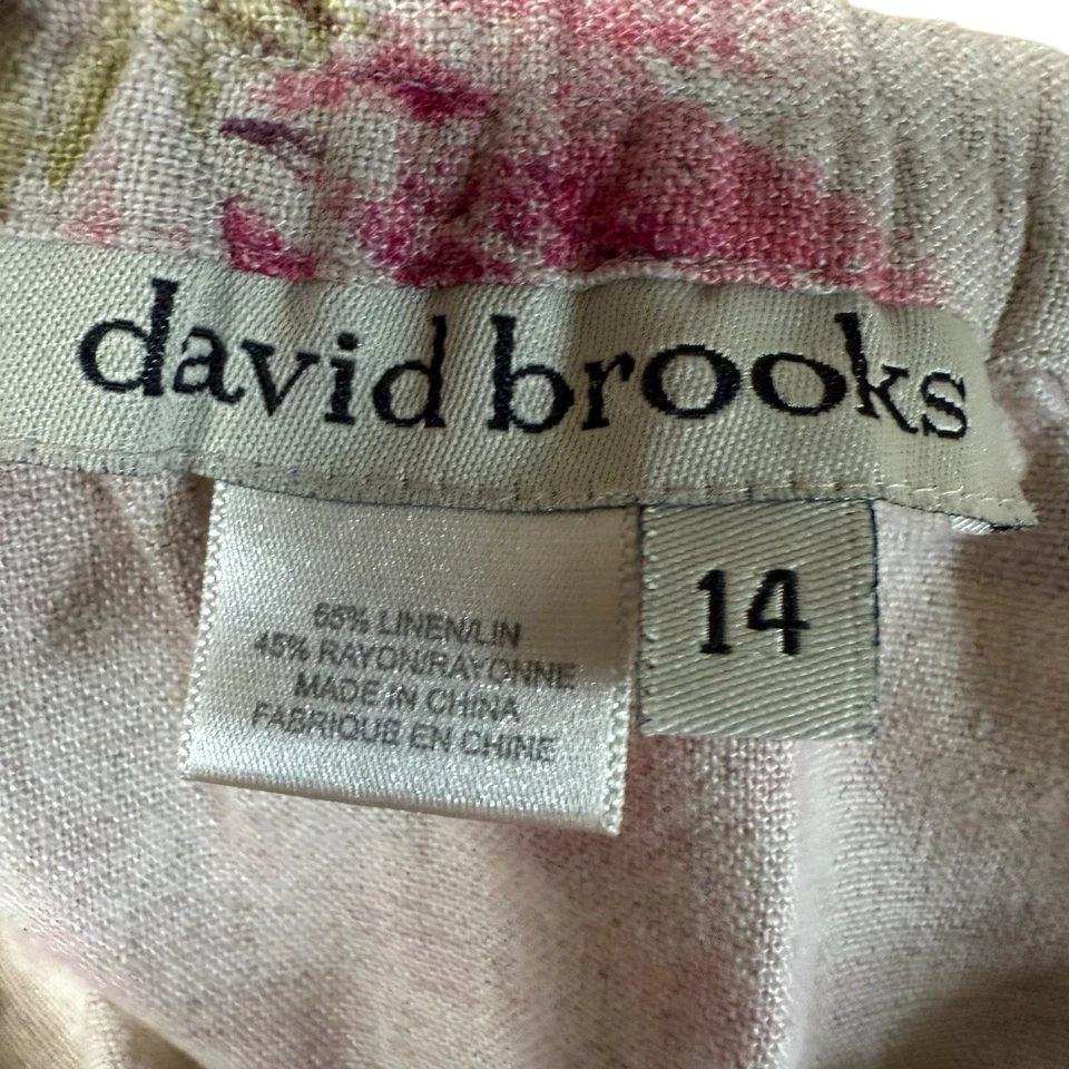 Falda De Colección David Brooks Lino Floral Sirena Volantes Tostado Talla 14 Cottagecore Hippie Foto 3 de 4