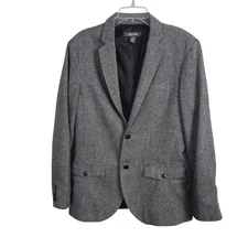 Kenneth Cole Reaction Mens Wool Black Tweed Slim Fit 2 Button Sports Jacket  M42