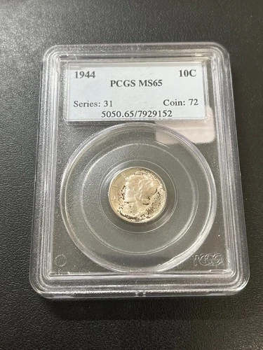 1944 MERCURY DIME PCGS MS-65 - UNCIRCULATED - SILVER LUSTER - CERTIFIED - 10C