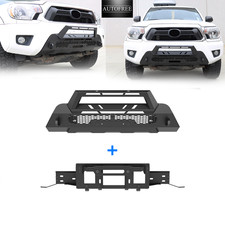 For 2012-2015 Toyota Tacoma Front Bumper Steel Wwinch Plate Black Textured