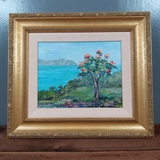 African Tulip Tree at Kaneohe Bay Oahu Hawaii Original Oil Painting Dharma 1999
