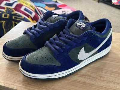 Nike SB Dunk Low Pro Skateboarding Shoes Blue/Green/White Swoosh, US 10.5