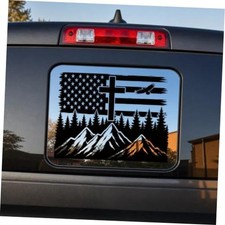 Rear Window American Flag Decals, Rear Middle Back Sliding Window Mountains