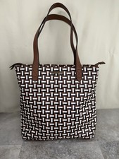 Borsa a tracolla Frye & Co grande shopper tote bag marrone nero bianco tessuto usata in ottime condizioni