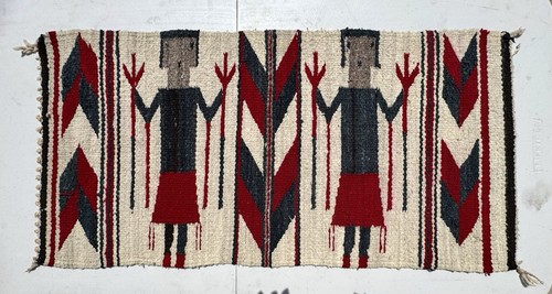 Antique Handwoven NAVAJO YEI Rug 35"x18"