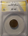ANACS EF 40 / 1941 Lincoln Cent / FS-102  Doubled Die Obverse