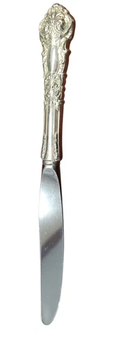 French Renaissance Sterling Dinner Knife Reed & Barton Modern Stainless Blade