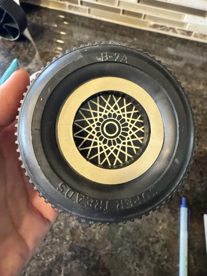 Vtg 1981 Barbie heart Family Convertible Wheel Tire Replacement 2 Tires And Bar - Image 4 of 4