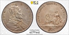 1736 TESTON AU55 PAPAL STATES PCGS AUNC SCARCE RARE STRAIGHT GRADE B2619 AVII