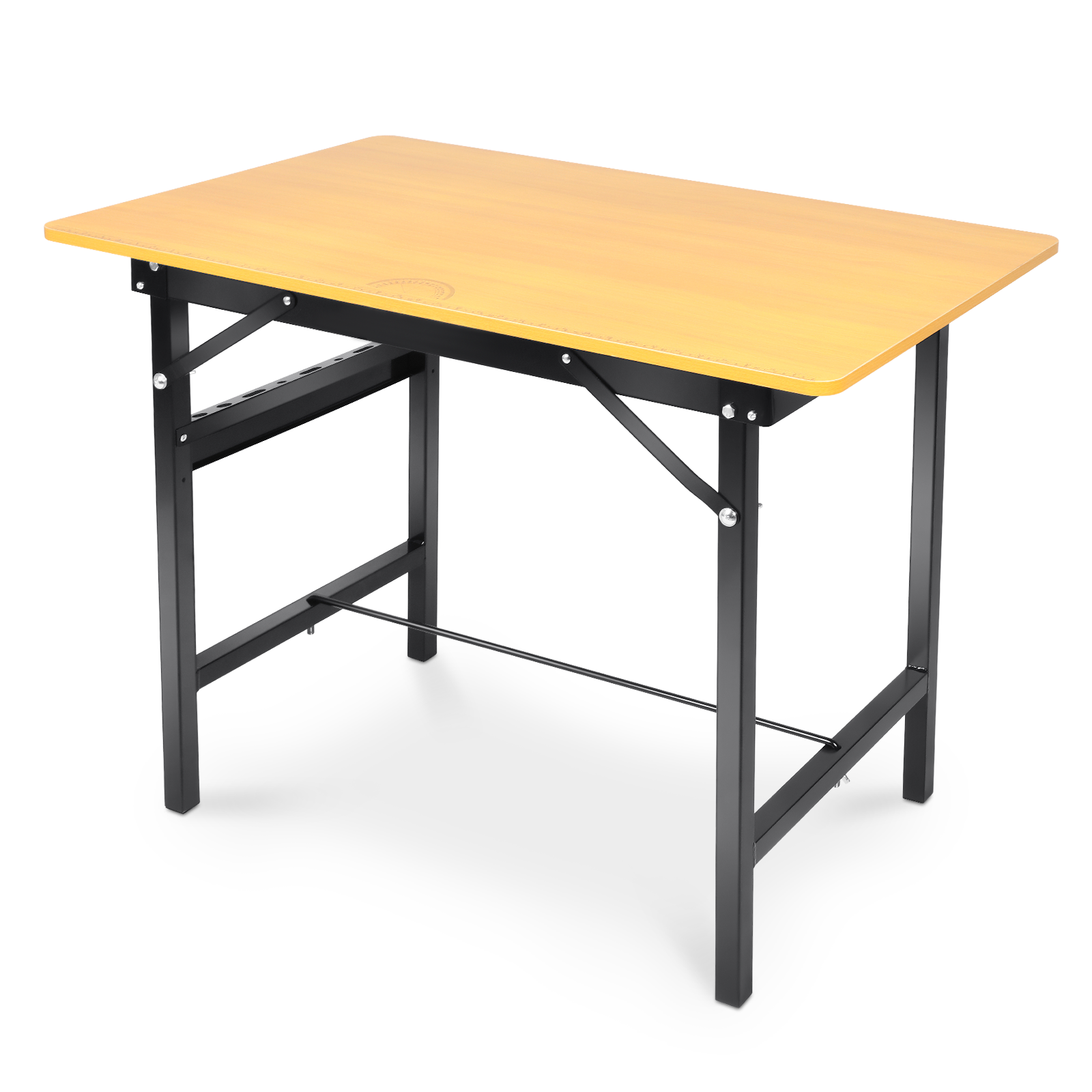Foldable Work Bench Adjustable Metal Table Wood Top Desktop 220LBS ...