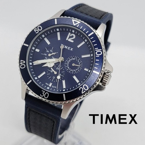 TIMEX TW2U13200 mens quartz watch diver style day date blue dial bracelet strap - Picture 2 of 19