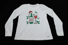 Life Is Good Women's Dreaming of a Wine Christmas Tee AC2 Cloud White Medium 
