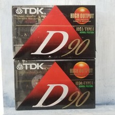 Lot of 2 Blank TDK D90 Audio Cassette Tapes  High Output  BRAND NEW  Sealed