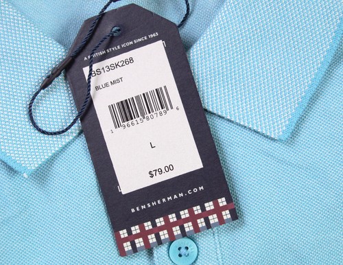 Camisa Polo Ben Sherman Para Hombres L Manga Corta Calce Regular Informal Azul Niebla $79 NUEVA - Imagen 6 de 6