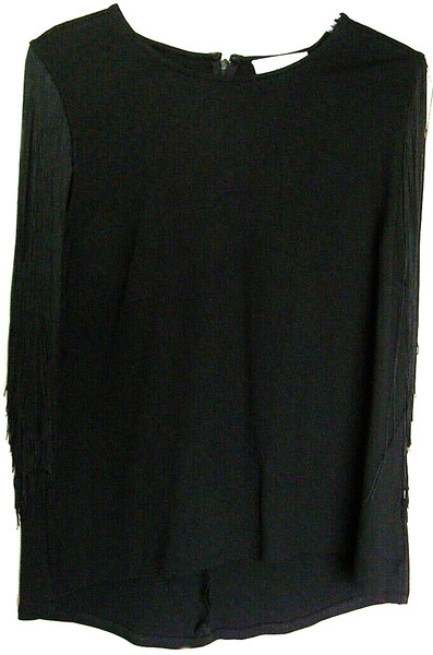 WITCHERY First Edition TOP 1/2 lgth fine Tassel sleeve Black Blouse ~ Women sz M