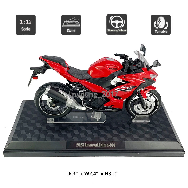 1/12 Scale 2023 Kawasaki Ninja 400 Motorcycle Model Diecast Toy Motorcycle Red - Image 2 of 4