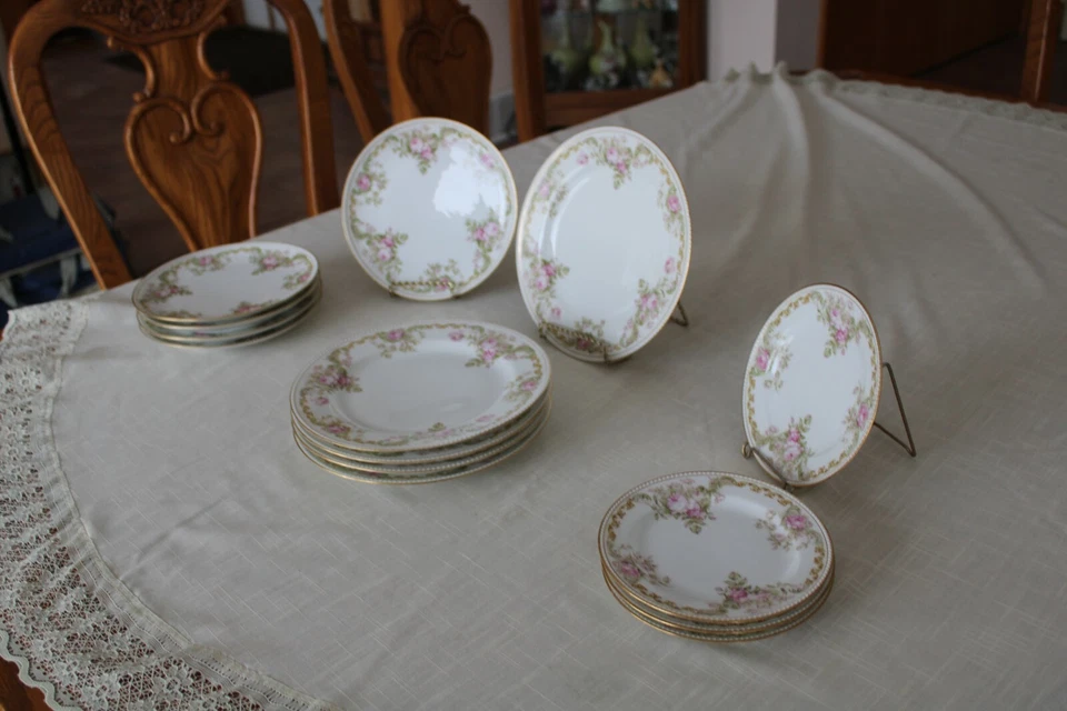 Vajilla de 14 piezas Haviland & Co. Limoges Schleiger patrón floral rosa Foto 2 de 4