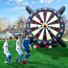 10FT Giant Inflatable  Soccer Dartboard Kick Darts w/Blower +8Pcs Balls