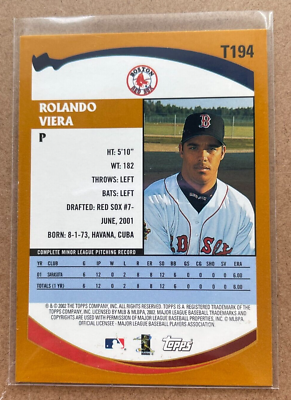 2002 Topps Prospects Card # T194 Rolando Viera - Boston Red Sox | eBay
