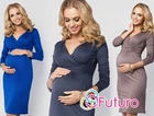 Womens Maternity Elegant Wrap Dress Knee Length Pregnancy V-Neck Sizes 8-18 6801