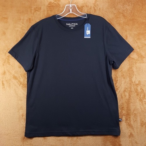 NAUTICA Sleepwear Shirt Mens Medium Black Pullover Crew Logo PJ T-Shirt Tee
