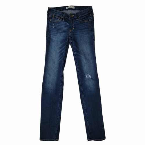 HOLLISTER Girls Juniors 0R 24x32 Distressed Low Rise Skinny Long Denim Jeans