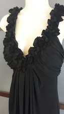 Maggy London Little Black Dress Shorter Slimming Rosettes Size 10