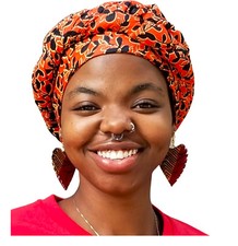 Orange Leaf African Print Ankara Modu Hat Pre-tied Head Wrap DP3844PT