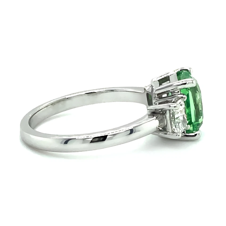 14k White Gold Wedding Ring 2.98 Ct Lab Created Diamond Radiant Cut Green Garnet - Image 4 of 4