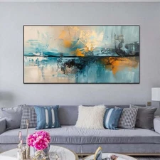 Blue  Wall Art Paintings Hand Painted Abstract Oil Painting on Canvas